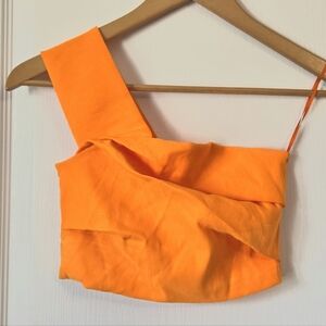ZARA Orange one shoulder Crop